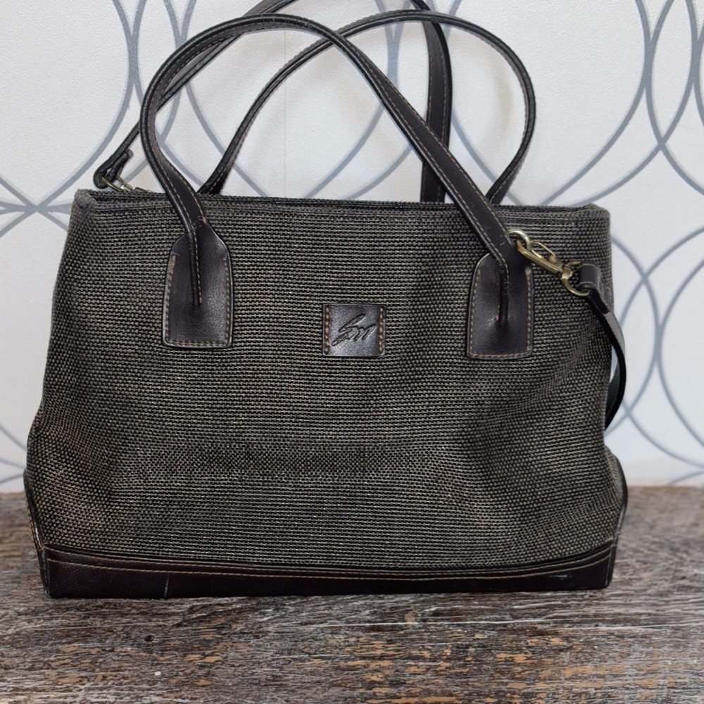Stone Mountain Canvas & Leather Crossbody Satchel Brown Shoulder Bag